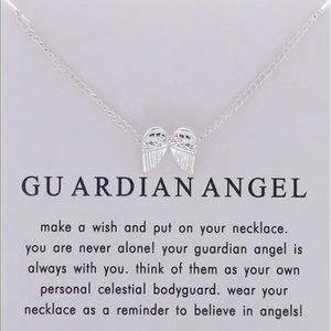 Silver Guardian Angel Necklace with Wings